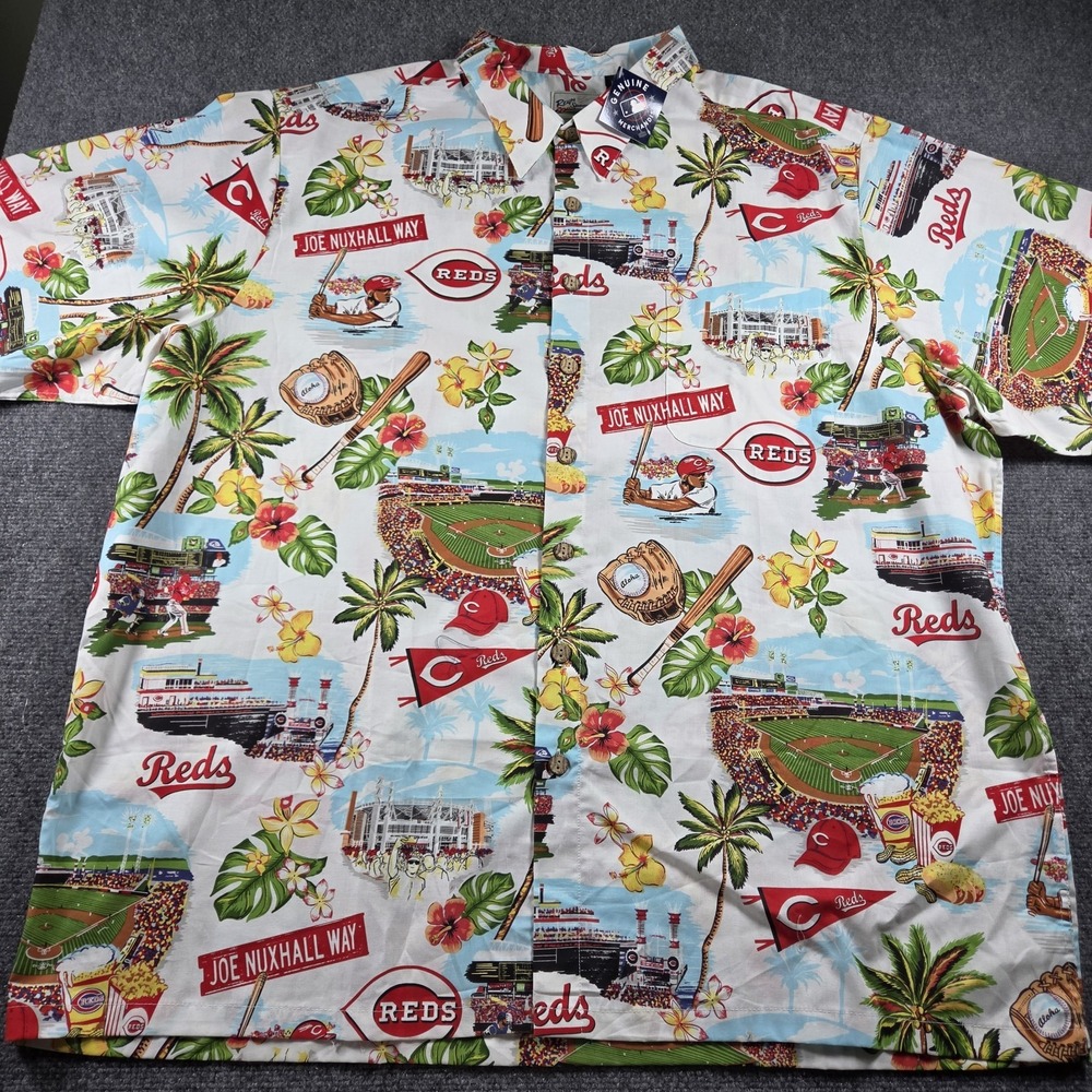NWT Men's 3XL Reyn Spooner Classic Aloha Cincinnati Reds MLB Button-Up Shirt
